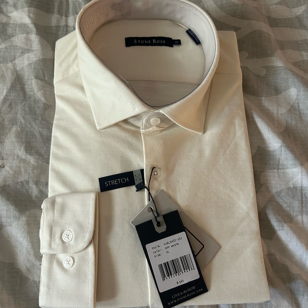 Stone Rose Men's Ivory Dress Shirt